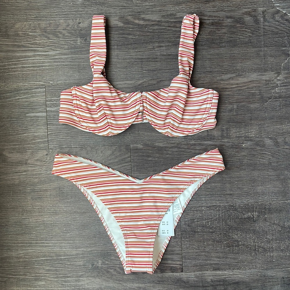 Abercrombie & Fitch - Striked Bikini - Top: Large, Bottom: Medium